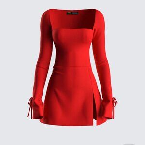Red long sleeve mini dress